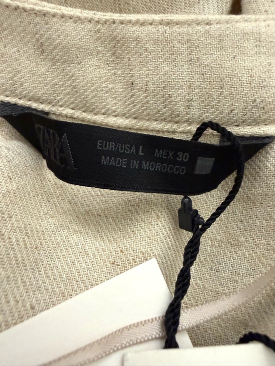 NWT Zara Belted Linen Blend Midi Dress in Tan size L - Picture 15 of 17